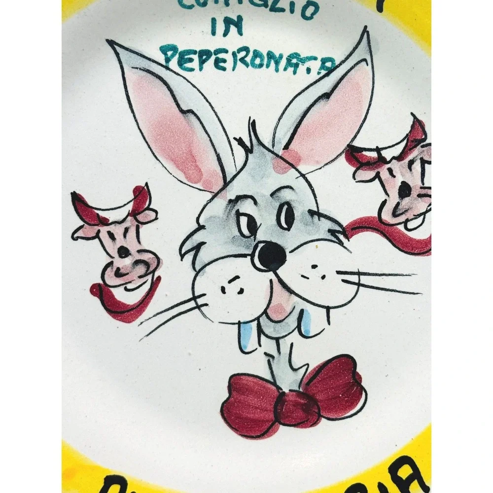 Buon Ricordo Plate Solimene Vietri Ristorante Red Oxen Alessandria Coniglio 1989